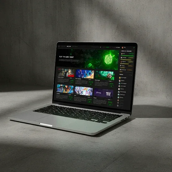 iAGENT game hub on a laptop