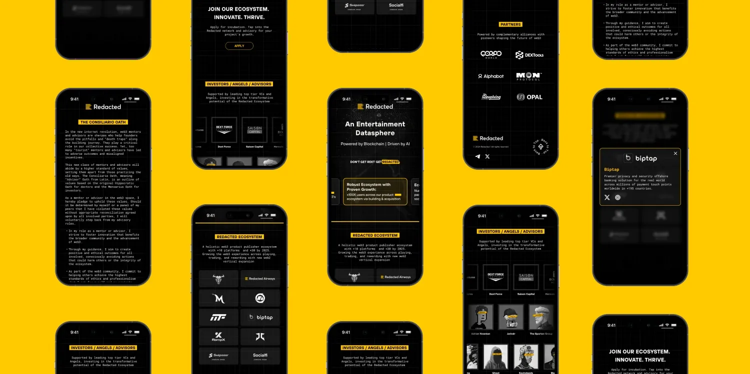 Redacted mobile screens